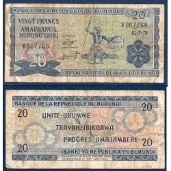 Burundi P.21b, B, Billet de 20 Francs 1970-1973 danseur