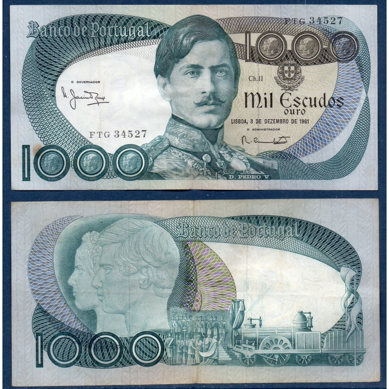 Portugal P.175c, TTB, Billet de 1000 Escudos 1981 Pedro V