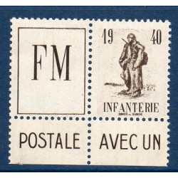 Timbre Franchise Militaire Yvert 10A Infanterie