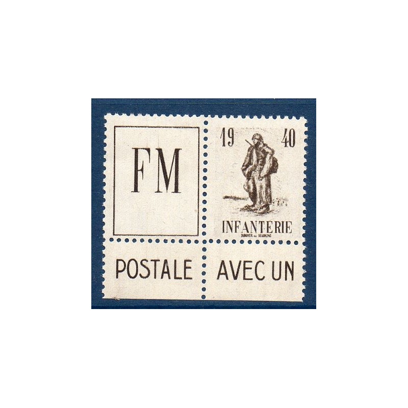 Timbre Franchise Militaire Yvert 10A Infanterie