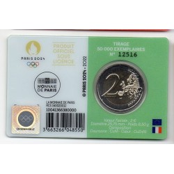 2 euro commémorative France 2022 Jeux olympique Paris blister Vert piece de monnaie €