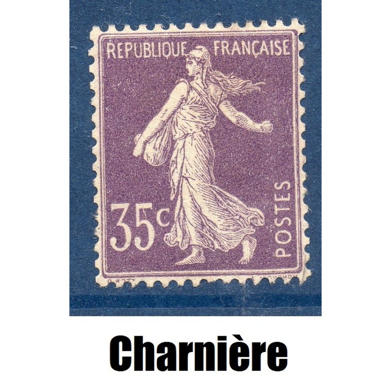 Timbre France Yvert No 136 semeuse fond plein 35c violet neuf * avec charnière