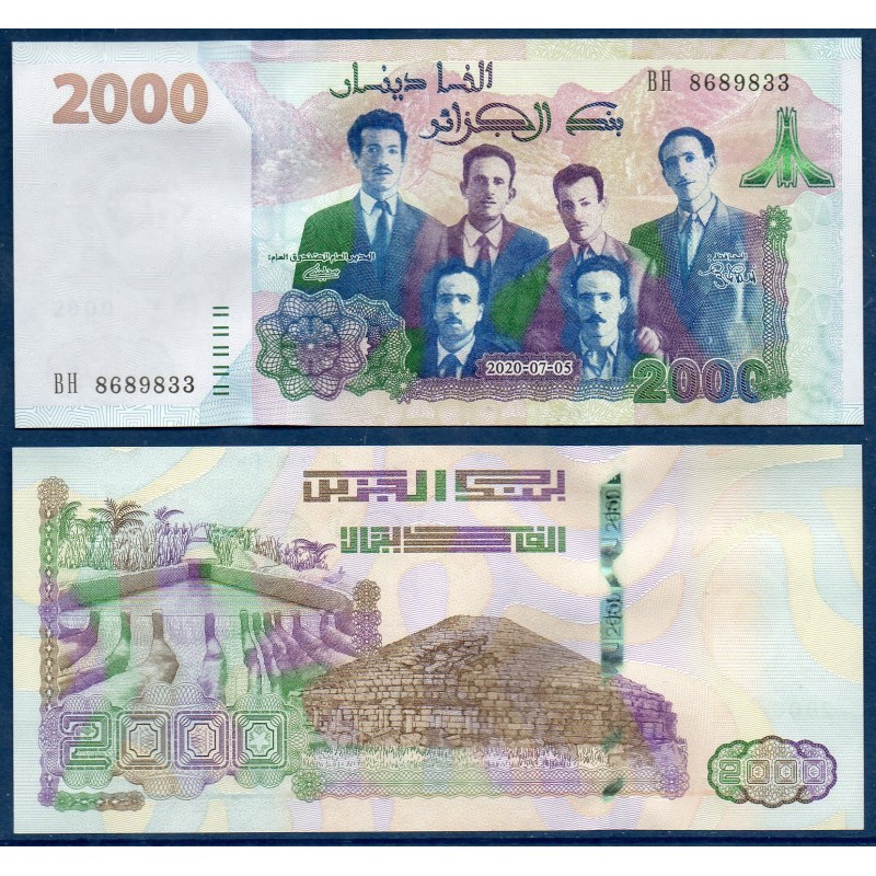 Algérie P.147, Neuf, Billet de 2000 dinar 2020 dirigeants FLN