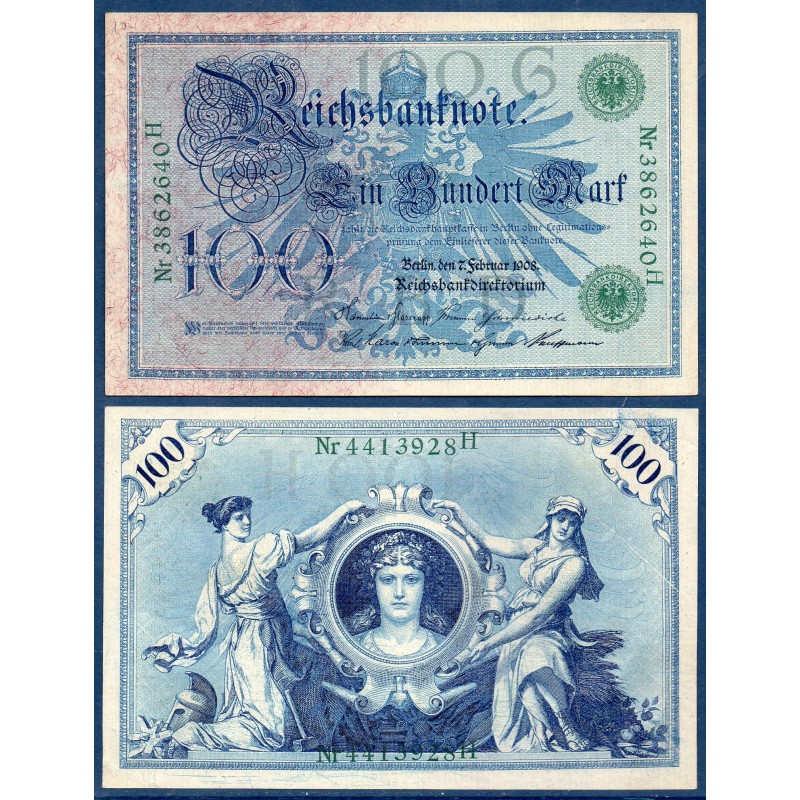 Allemagne P.34, Neuf Billet de 100 Mark 1908 sceau vert