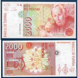 Espagne P.162, Neuf Billet de 2000 pesetas 1992 Jose Mutis