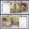 BCEAO P.114Aj Cote d'Ivoire, Neuf, Billet de 10000 Francs CFA 2001 pont