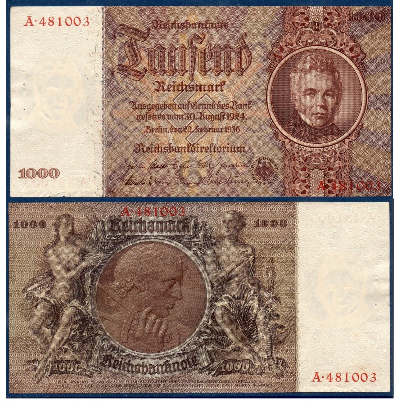 Allemagne P.184, Spl Billet de 1000 reichsmark 1936 Schinkel