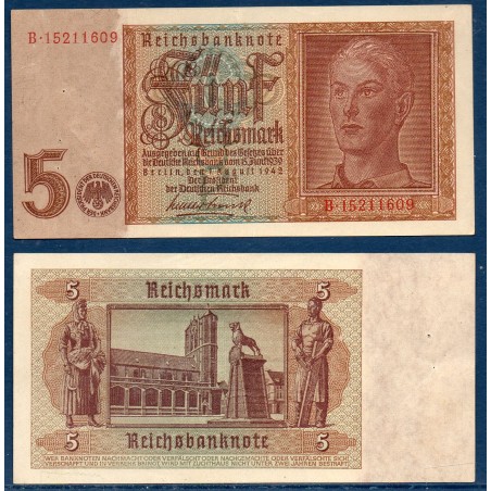 Allemagne P.186a Sup Billet de 5 Mark 1942 homme