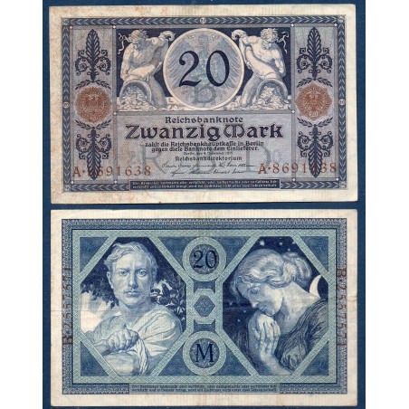 Allemagne P.63a, TB Billet de 20 Mark 1915 Couple