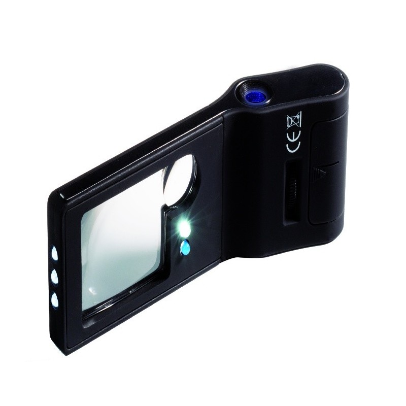 Loupe de poche lumineuse 6 en 1 avec microscope 15x