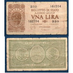 Italie P.29b, B Billet de 1 Lire 1944 allégorie