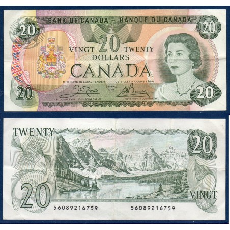 Canada P.93b, TTB+ Billet de 20 dollar 1979 Lac Moraine