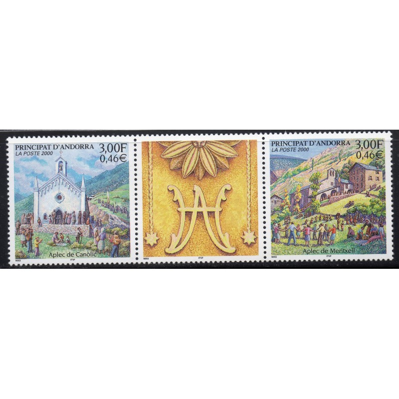 Timbres Andorre Yvert No 531-532 Fete de Canolic et Meritxell neuf ** 2000