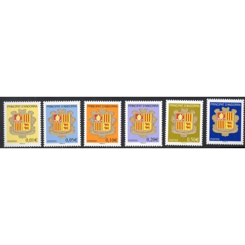 Timbres Andorre Yvert No 681-686 Armoiries neuf ** 2010