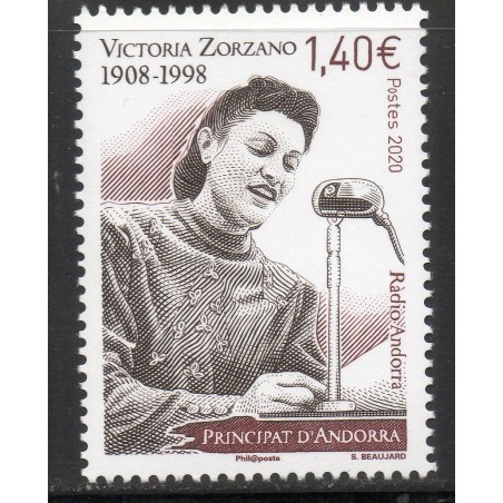 Timbre Andorre Yvert No 841 Victoria Zorzano neuf ** 2020