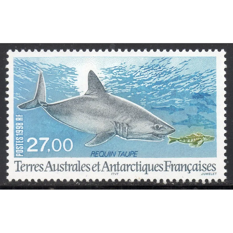 Timbre TAAF Yvert No 228 Requin Taupe neuf ** 1998