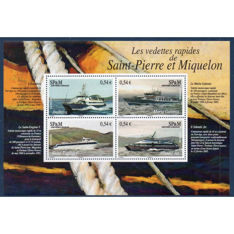 Timbres Saint Pierre et Miquelon Bloc 11 les vedettes rapides neuf ** 2006