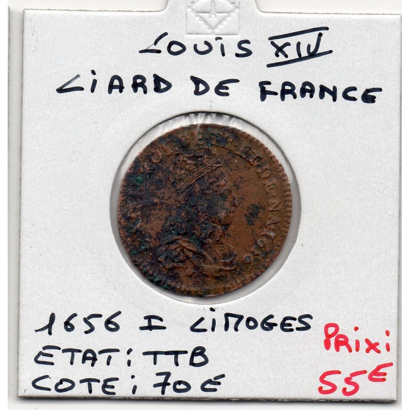 Liard de France 1656 I Limoge TTB Louis XIV pièce de monnaie royale