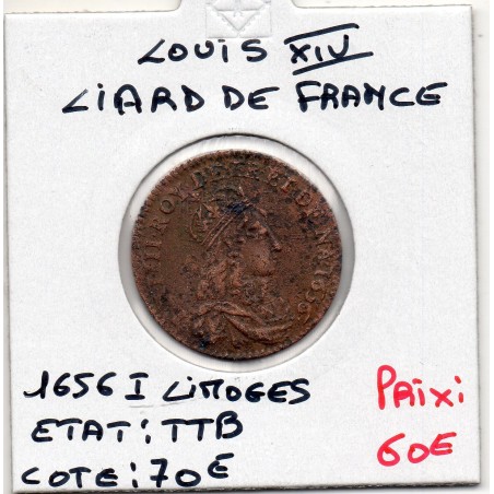 Liard de France 1656 I Limoge TTB Louis XIV pièce de monnaie royale