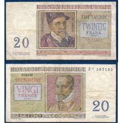 Belgique P.132b, TB Billet de 20 Francs Belge 1956 Lassus