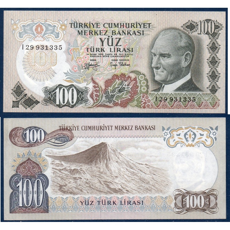 Turquie Pick N°189b Neuf Billet de 100 Lira 1971-1982 Mont Ararat