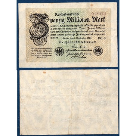 Allemagne P.108c, TTB Billet de 20 millions Mark 1923 étoiles