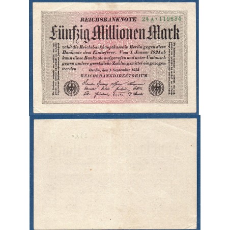 Allemagne P.109a, TTB Billet de 50 millions Mark 1923 croisettes