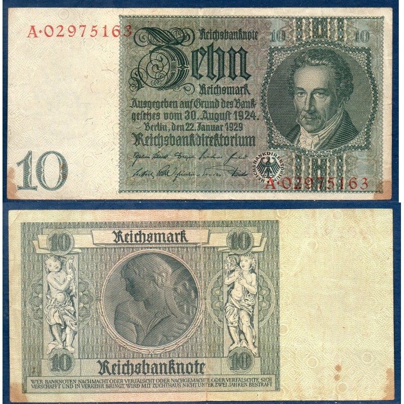 Allemagne P.180b, TB Billet de 10 Reichsmark 1929 Albrecht