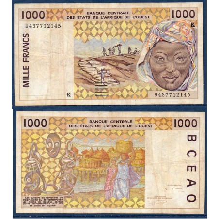 BCEAO P.711Kd Senegal, TB, Billet de 1000 Francs CFA 1993 pilotis