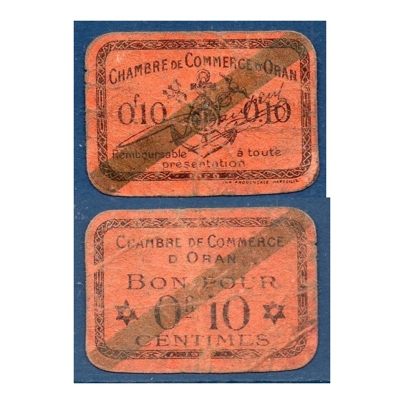 10 centimes Chambre de Commerce Oran 1920, B, Pirot 57