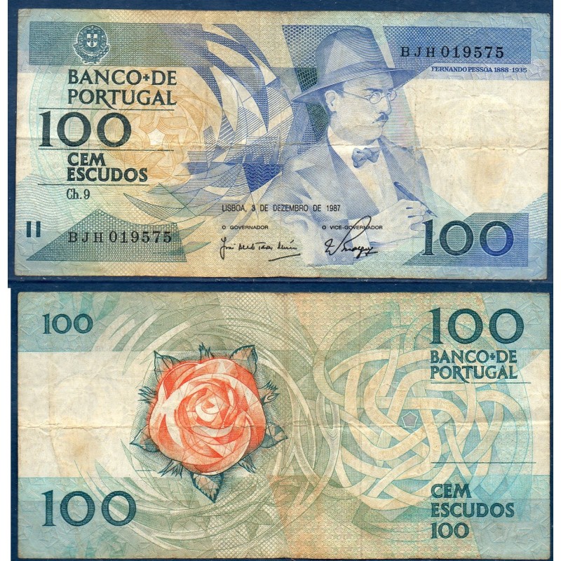 Portugal P.179d, TB, Billet de 100 Escudos 3.12.1987 Pessoa