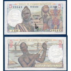 AOF P.36a, Billet de 5 Francs Sup 19.12.1952 pirogue