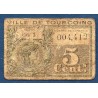 Bon de denrée ville de Tourcoing 5 centimes B ND pirot 59.3235 Billet