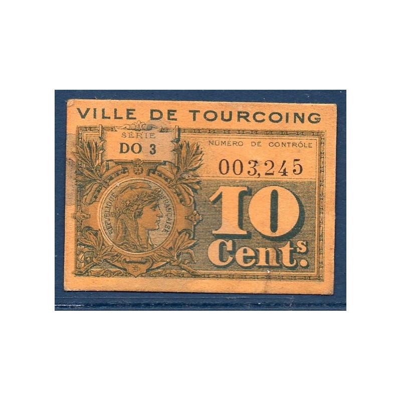 Bon de denrée ville de Tourcoing 10 centimes TB ND pirot 59.3236 Billet