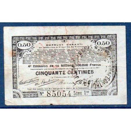 bon d'emprunt garanti 70 communes 50 centimes TB 23.4.1915 Billet