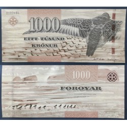 Iles Féroe P.33, neuf Billet de 1000 Kronur 2011 becasseau violet