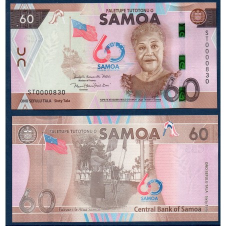 Samoa P.46, Neuf Billet de 60 Tala 2023 Naomi Mata'afa