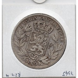 Belgique 5 Francs 1869 TTB, KM 24 pièce de monnaie