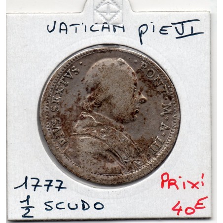 Vatican Pie Vi mezzo Scudo 1777 TB-, KM 1213 pièce de monnaie