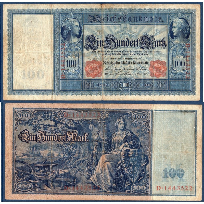 Allemagne P.38, B Billet de 100 Mark 1908 mercure