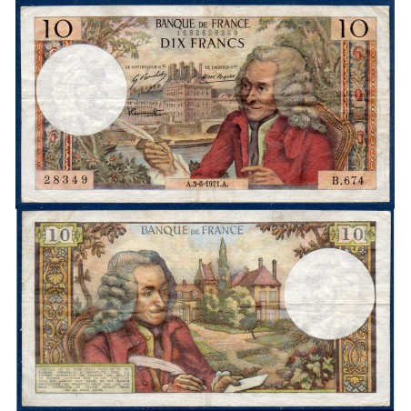 10 Francs Voltaire TB 3.6.1971 Billet de la banque de France