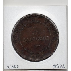 Vatican République Romaine 3 Baiocchi 1849 TTB chocs, KM 23 pièce de monnaie