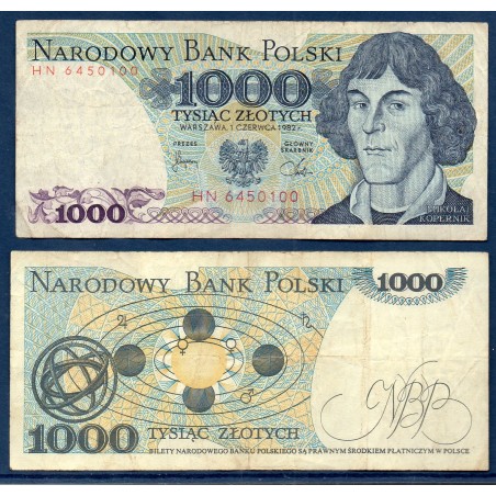 Pologne P.146c, TB, Billet de 1000 Zlotych 1982 Copernic