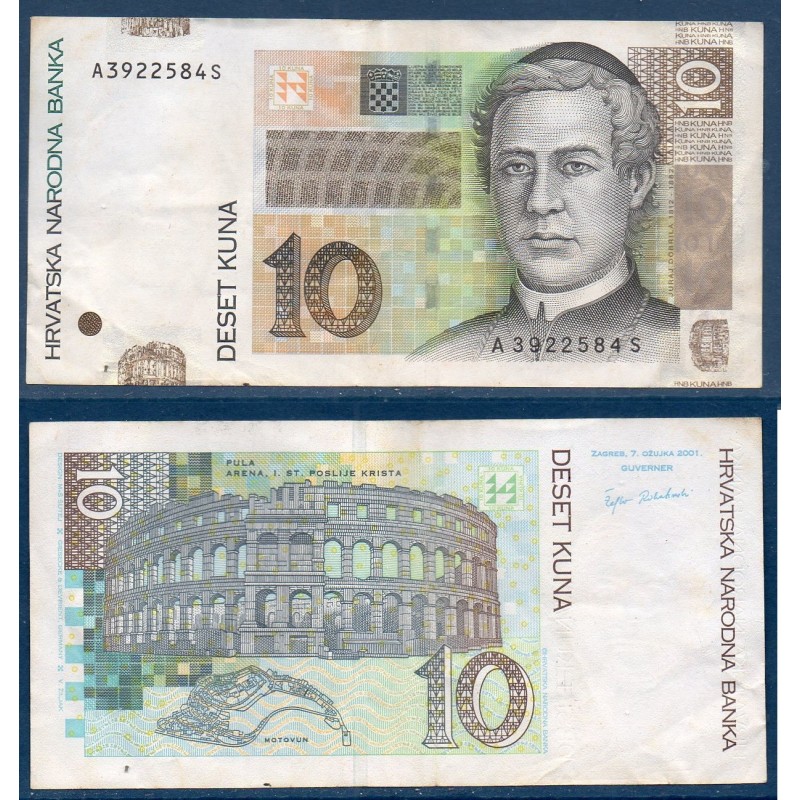 Croatie P.38a, TTB Billet de 10 Kuna 2001 Juraj Dobrila