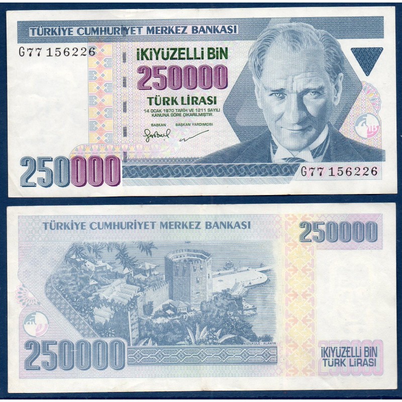 Turquie P.211, TTB Billet de 250000 Lira 1998 Antalya