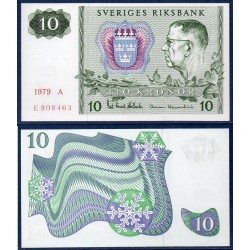 Suède P.52d, Neuf, Billet de 10 Kronor 1976-1985 Flocons