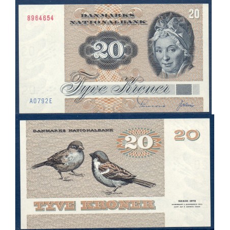 Danemark P.49a, Neuf Billet de 20 Kroner 1979 Tutein