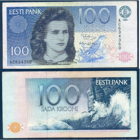 Estonie P.74a, TTB Billet de 100 Krooni 1991 Lydia Koidula