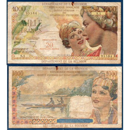 Reunion P.55a, B, 20 nouveaux francs sur 1000 1967 transitoire