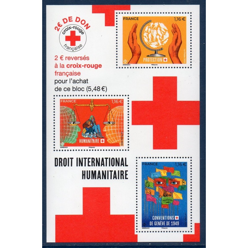 Bloc Feuillet France Yvert F5629 Croix Rouge, Droit humanitaire 2022 luxe **